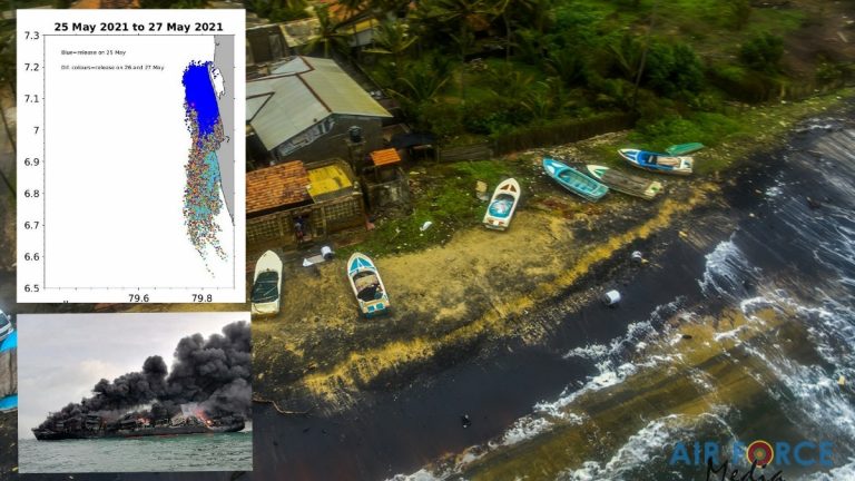 ගිනිගත් නෞකාවේ සුන්බුන් වෙරළට එන තැන් ගැන සාගර විද්යාඥයෝ කියති ගිනිගත් නෞකාවේ සුන්බුන් වෙරළට එන තැන් ගැන සාගර විද්යාඥයෝ කියති