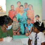 A child from the Mahaberiyatenna Tamil school in Digana receiving a free health check compliments of SriLankan Cares, the corporate social responsibility arm of SriLankan Airlines