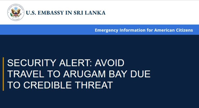 ආරුගම්බේ ප්‍රහාර අවදානමක් -අමෙරිකාවෙන් අනතුරු ඇඟවීම්