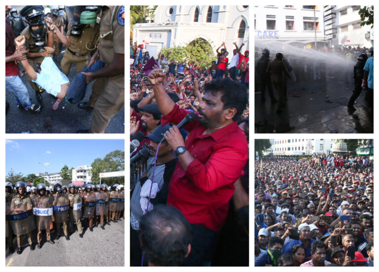මාලිමා විරෝධයට කඳුළු ගෑස් – ජල ප්‍රහාර