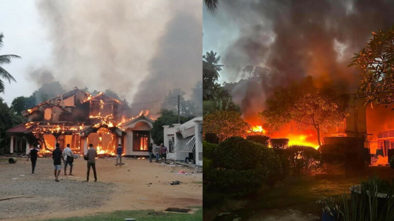 දේශපාලනඥයන් රැසකගේ නිවාස සහ දේපොල ගිනි ගනී දේශපාලනඥයන් රැසකගේ නිවාස සහ දේපොල ගිනි ගනී